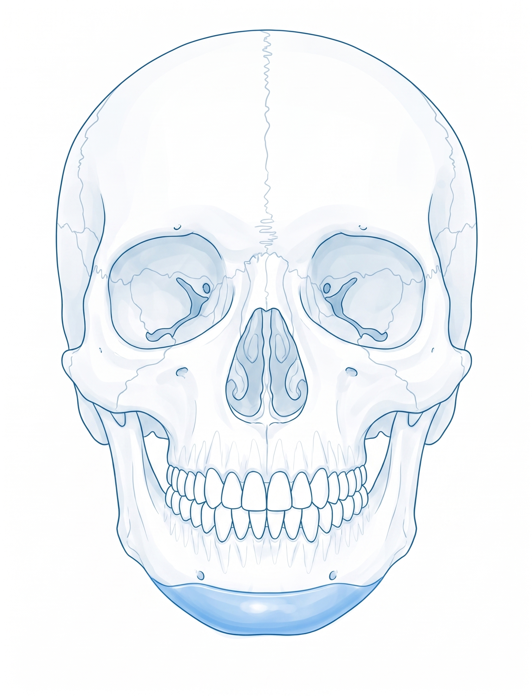 Frontal skull with chin onlay