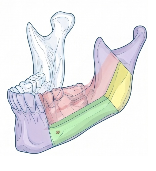 Segmental mandibular reconstruction with colored fibula segments