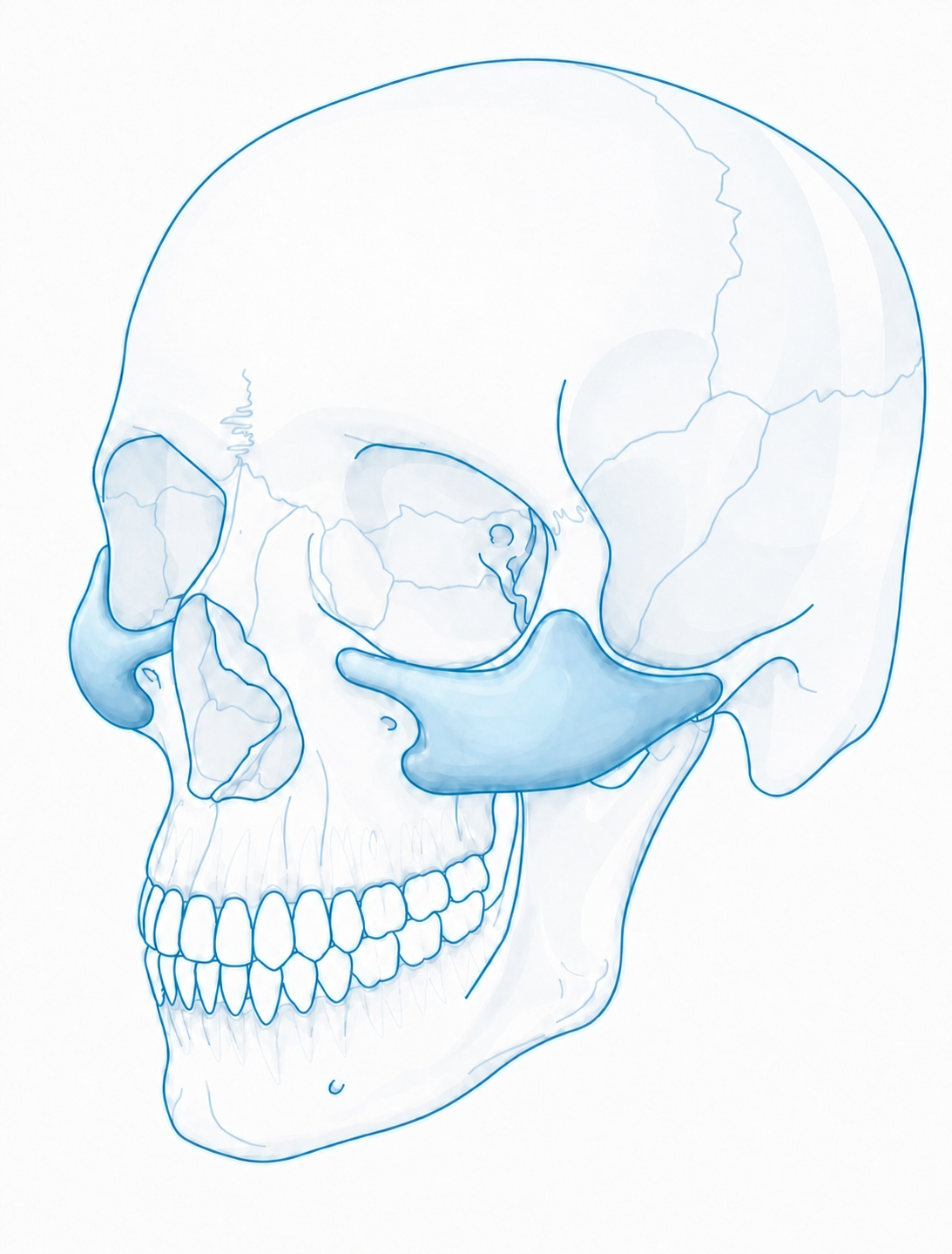 Lateral skull with malar onlay