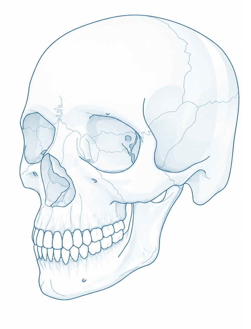 Lateral skull without wraparound mandibular onlay